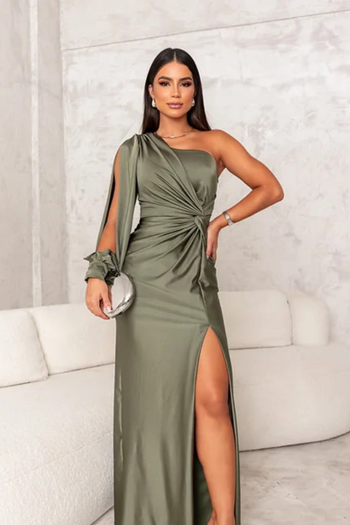 Valencia | One-Shoulder Satin Evening Gown