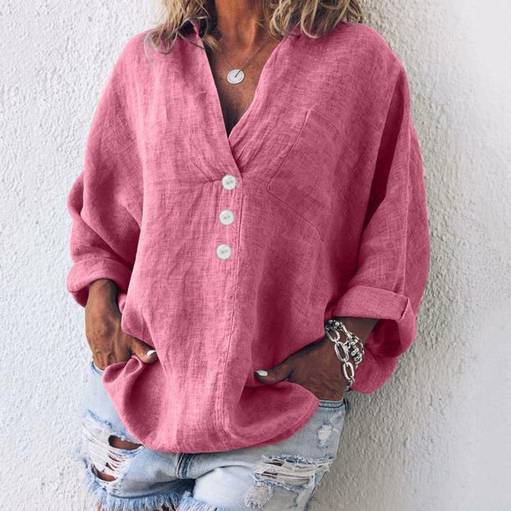 Colleen Stylish Cotton Linen Pullover - Blouses & Shirts - MOOD Melbourne
