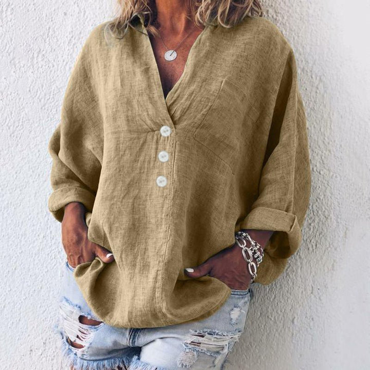 Colleen Stylish Cotton Linen Pullover - Blouses & Shirts - MOOD Melbourne