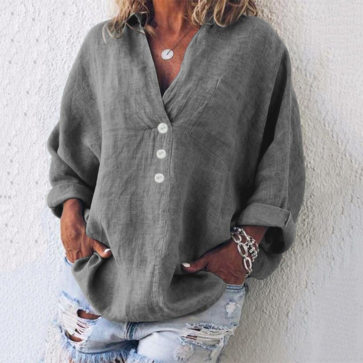 Colleen Stylish Cotton Linen Pullover - Blouses & Shirts - MOOD Melbourne