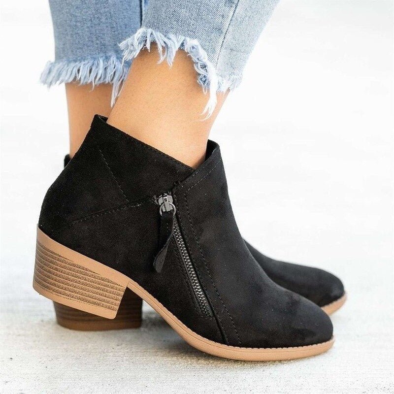 Danika | Dual - Zip Block Heel Boots - Boots - MOOD Melbourne
