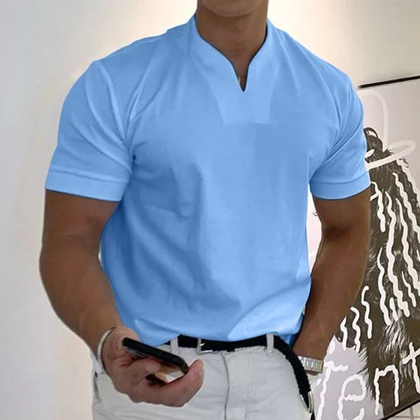 Men/Gentlemans business Short Sleeve V-neck T Shirt