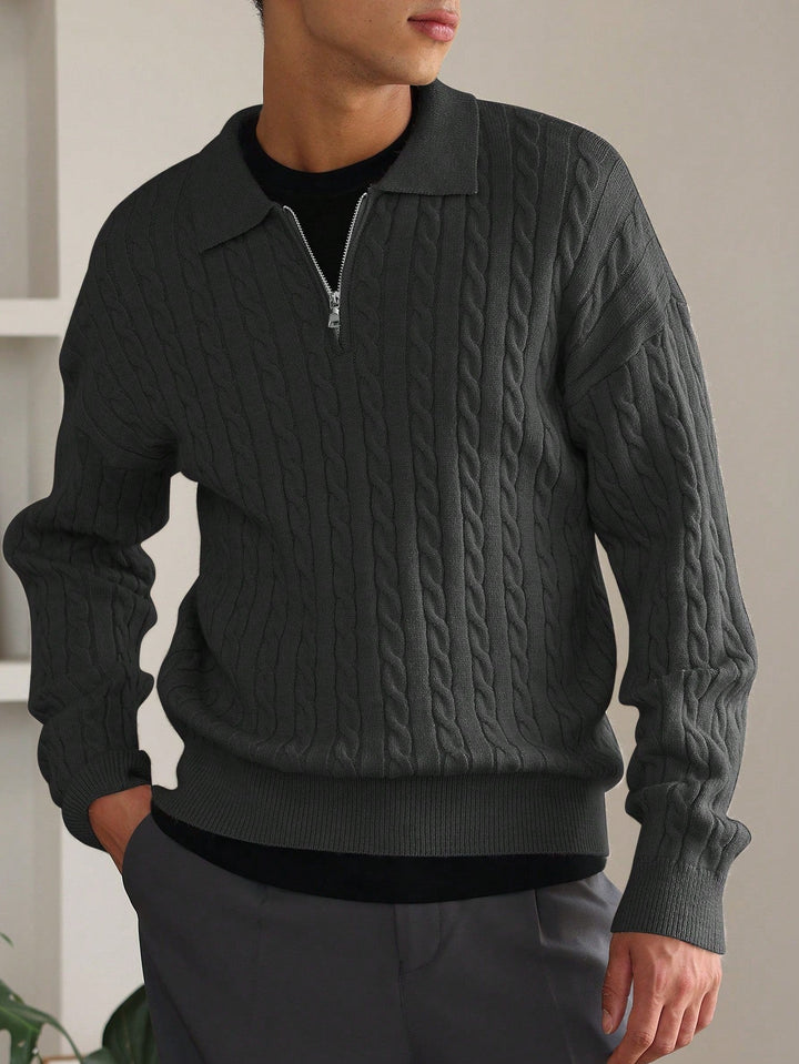 Elias | Cable - Knit Half - Zip Sweater - Sweater - MOOD Melbourne