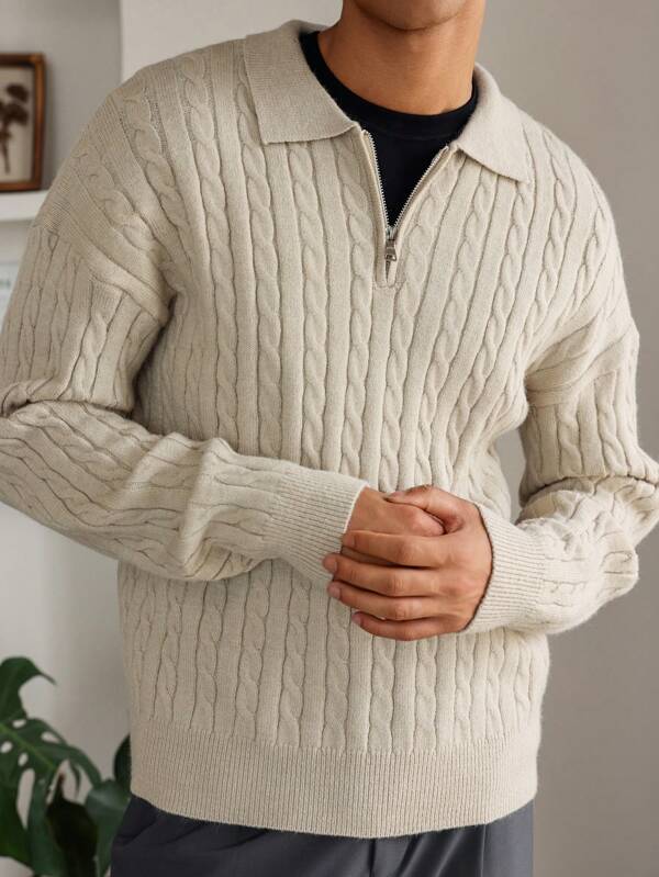 Elias | Cable - Knit Half - Zip Sweater - Sweater - MOOD Melbourne