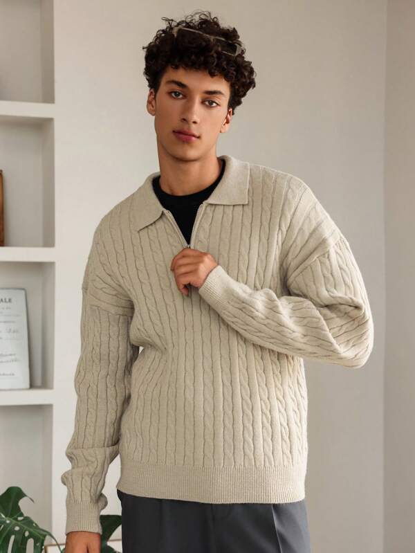 Elias | Cable - Knit Half - Zip Sweater - Sweater - MOOD Melbourne
