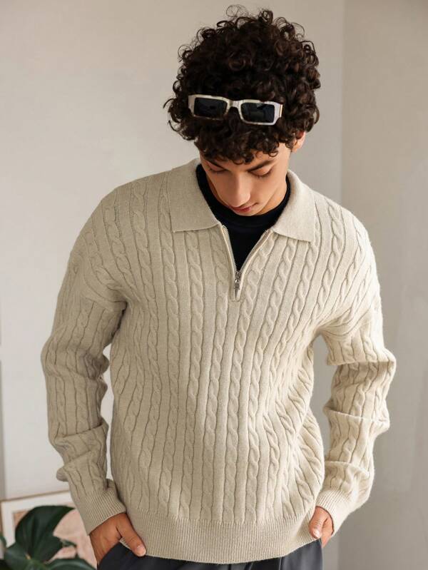 Elias | Cable - Knit Half - Zip Sweater - Sweater - MOOD Melbourne