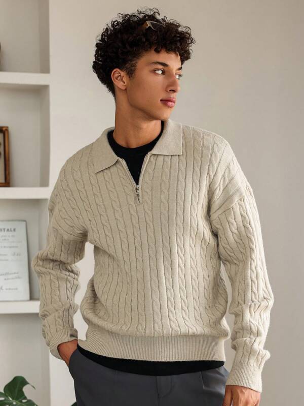 Elias | Cable - Knit Half - Zip Sweater - Sweater - MOOD Melbourne