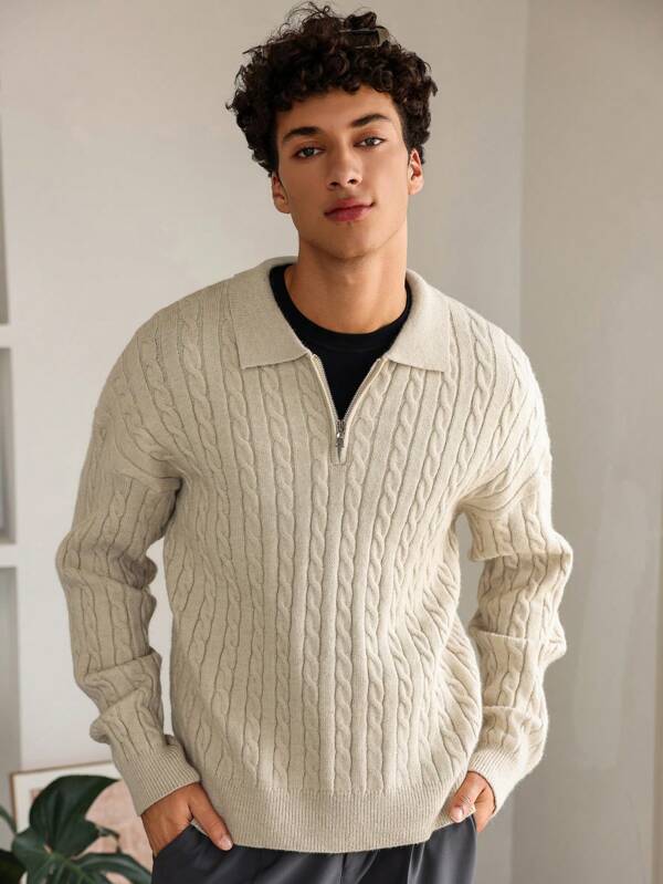 Elias | Cable - Knit Half - Zip Sweater - Sweater - MOOD Melbourne