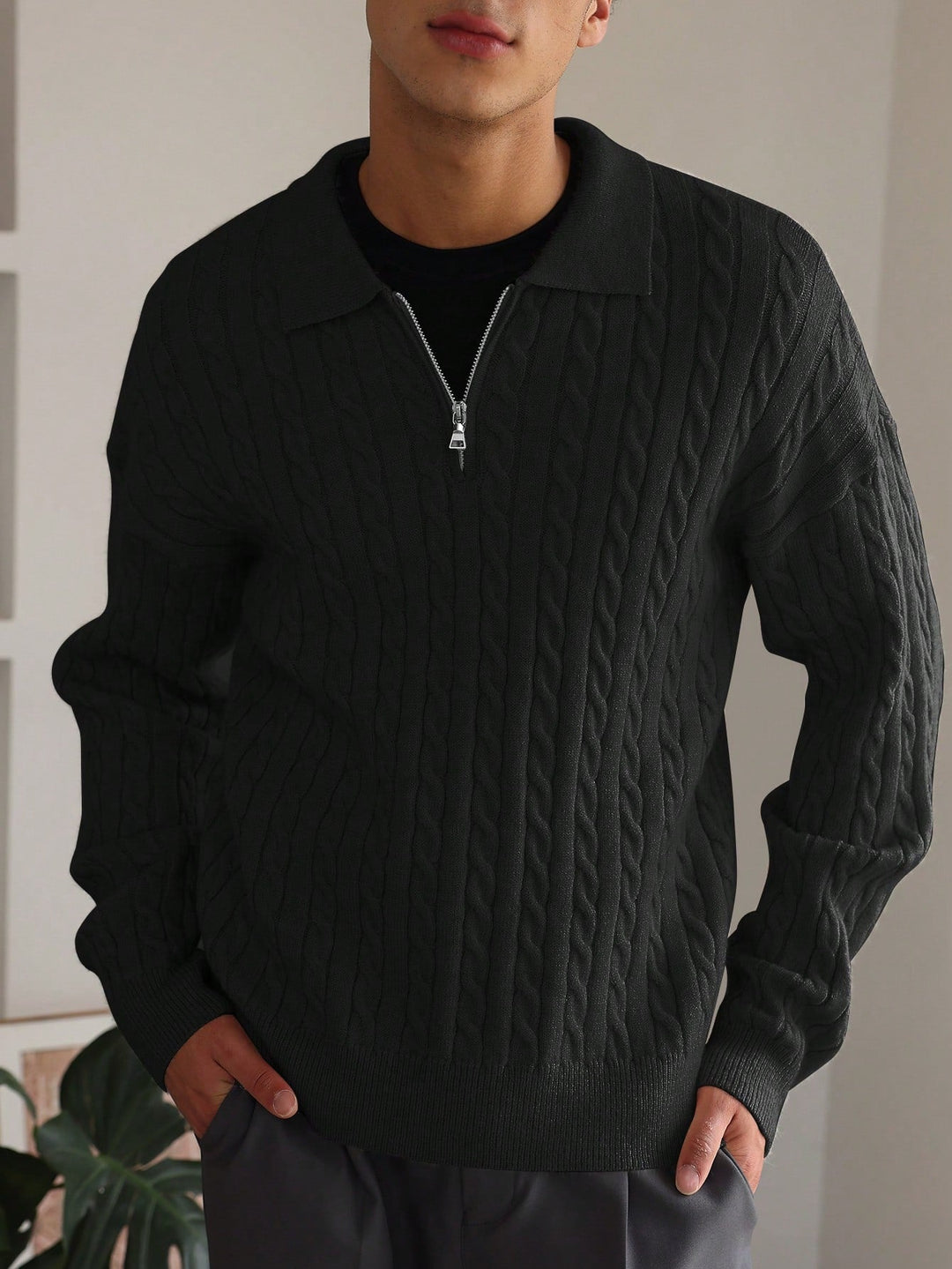 Elias | Cable - Knit Half - Zip Sweater - Sweater - MOOD Melbourne