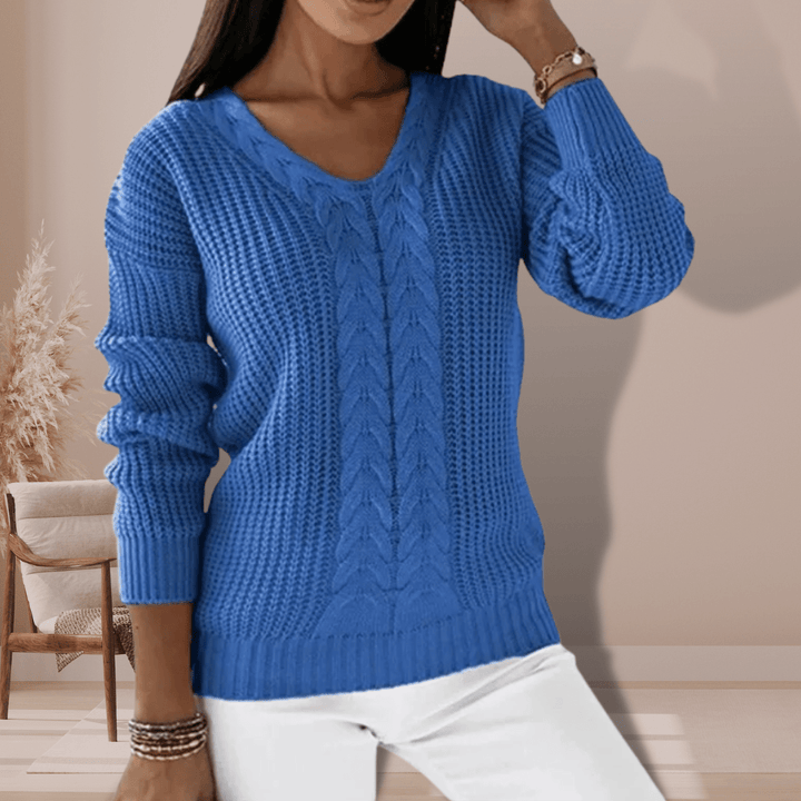 Ellah - Cable sweater with V - neckline - MOOD Melbourne