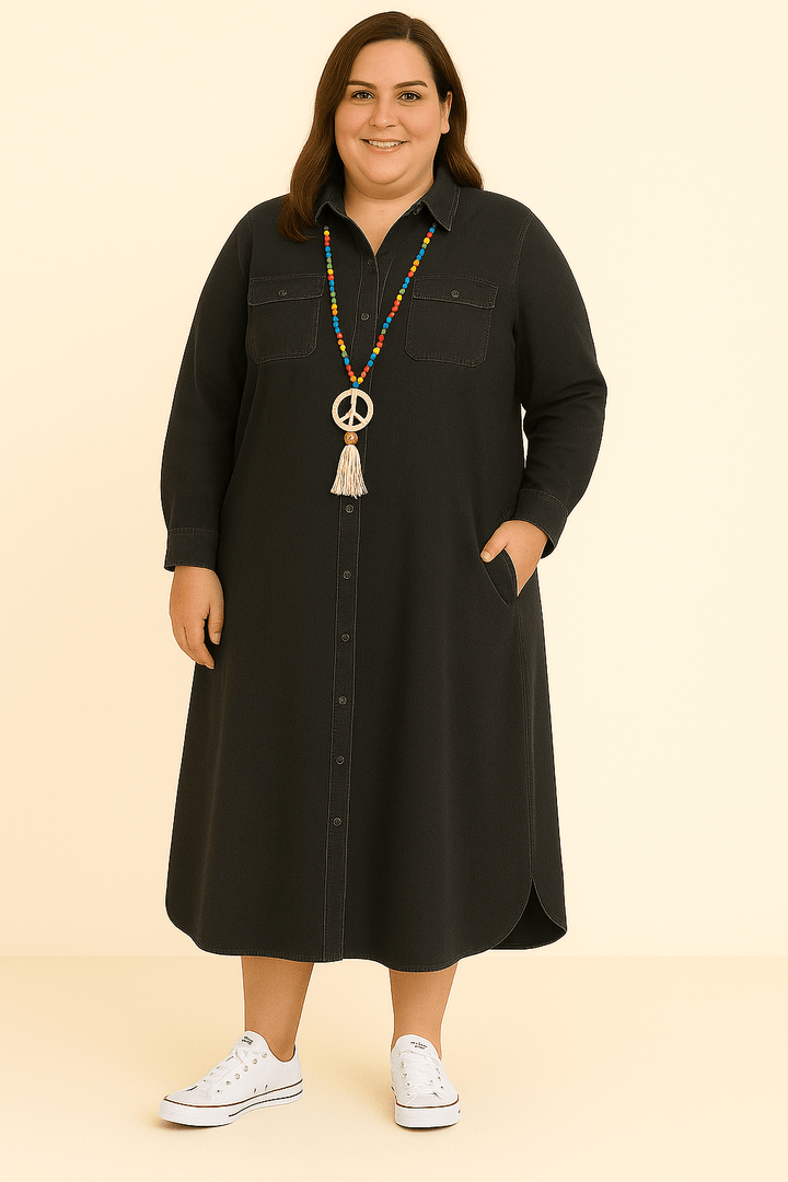 Evelyn | Denim Tummy Covering Dress - Dresses - MOOD Melbourne