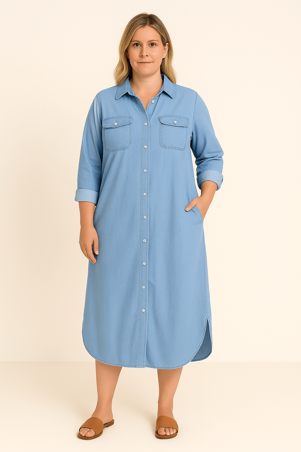 Evelyn | Denim Tummy Covering Dress - Dresses - MOOD Melbourne