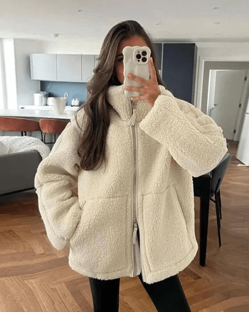 Freya | Oversized Teddy Zip Jacket - Jackets - MOOD Melbourne