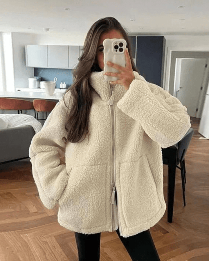 Freya | Oversized Teddy Zip Jacket - Jackets - MOOD Melbourne