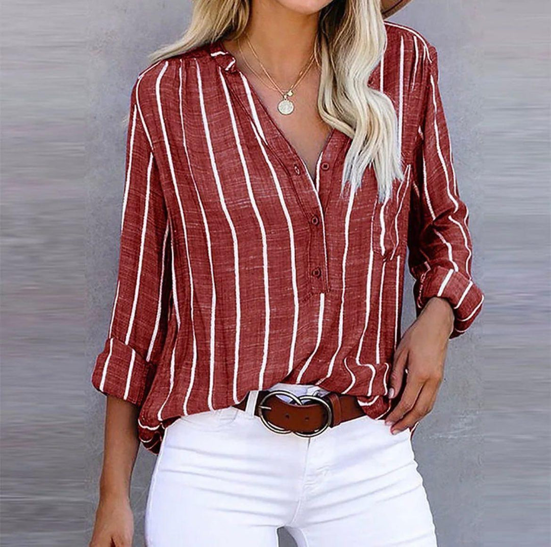 Giana™ - Striped Casual Blouse - JF988023 - MOOD Melbourne