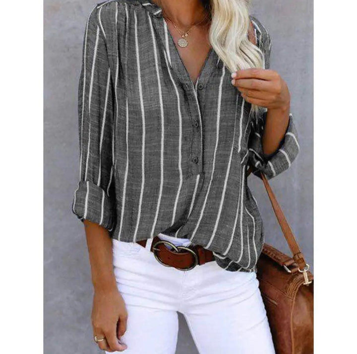 Giana™ - Striped Casual Blouse - JF988023 - MOOD Melbourne