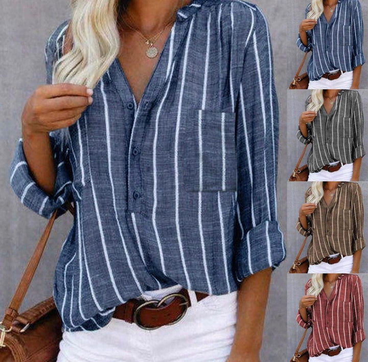 Giana™ - Striped Casual Blouse - JF988023 - MOOD Melbourne