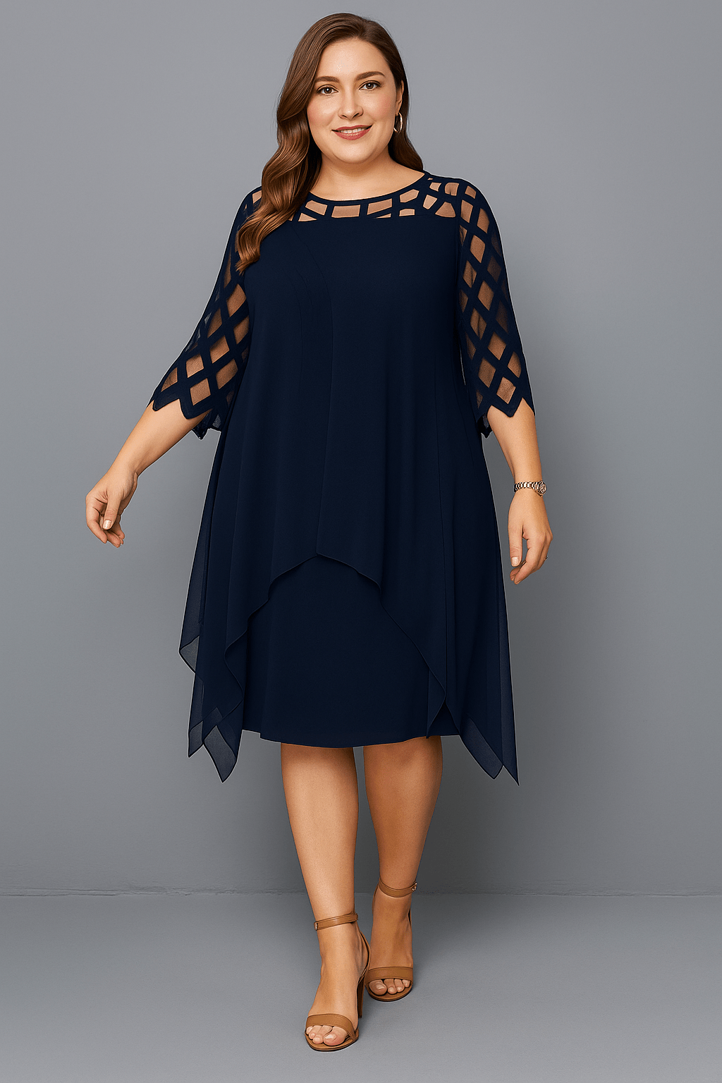 Hazel | Elegant Lace Sleeve Tummy Covering Dress - Dresses - MOOD Melbourne