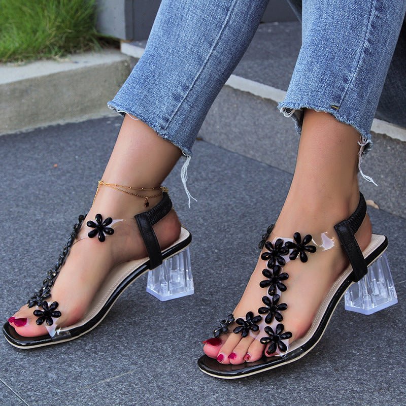 ISLA - Flower and Rhinestone Heel - Sandals Clearance - MOOD Melbourne