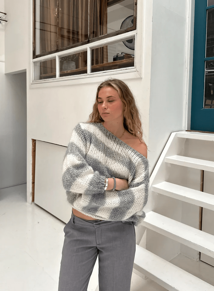Isla | Striped Wide - Neck Women’s Sweater - Sweater - MOOD Melbourne