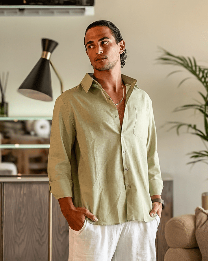 Jalen | Minimalist Long - Sleeve Men’s Shirt - Shirts - MOOD Melbourne
