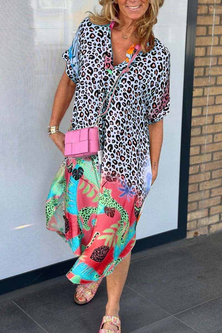 Slimming Meagan Colorful Leopard Dress