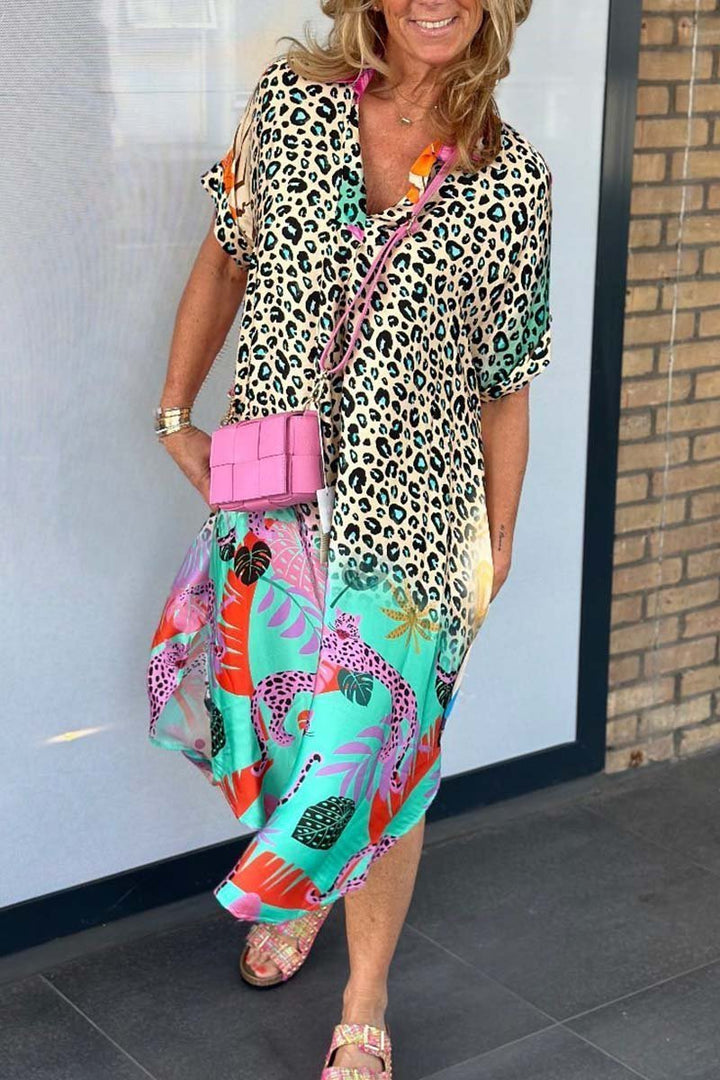 Slimming Meagan Colorful Leopard Dress