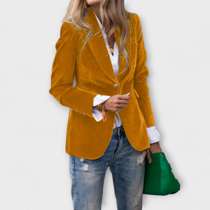 Kalina | Velvet Blazer with Gold Details - Jackets - MOOD Melbourne