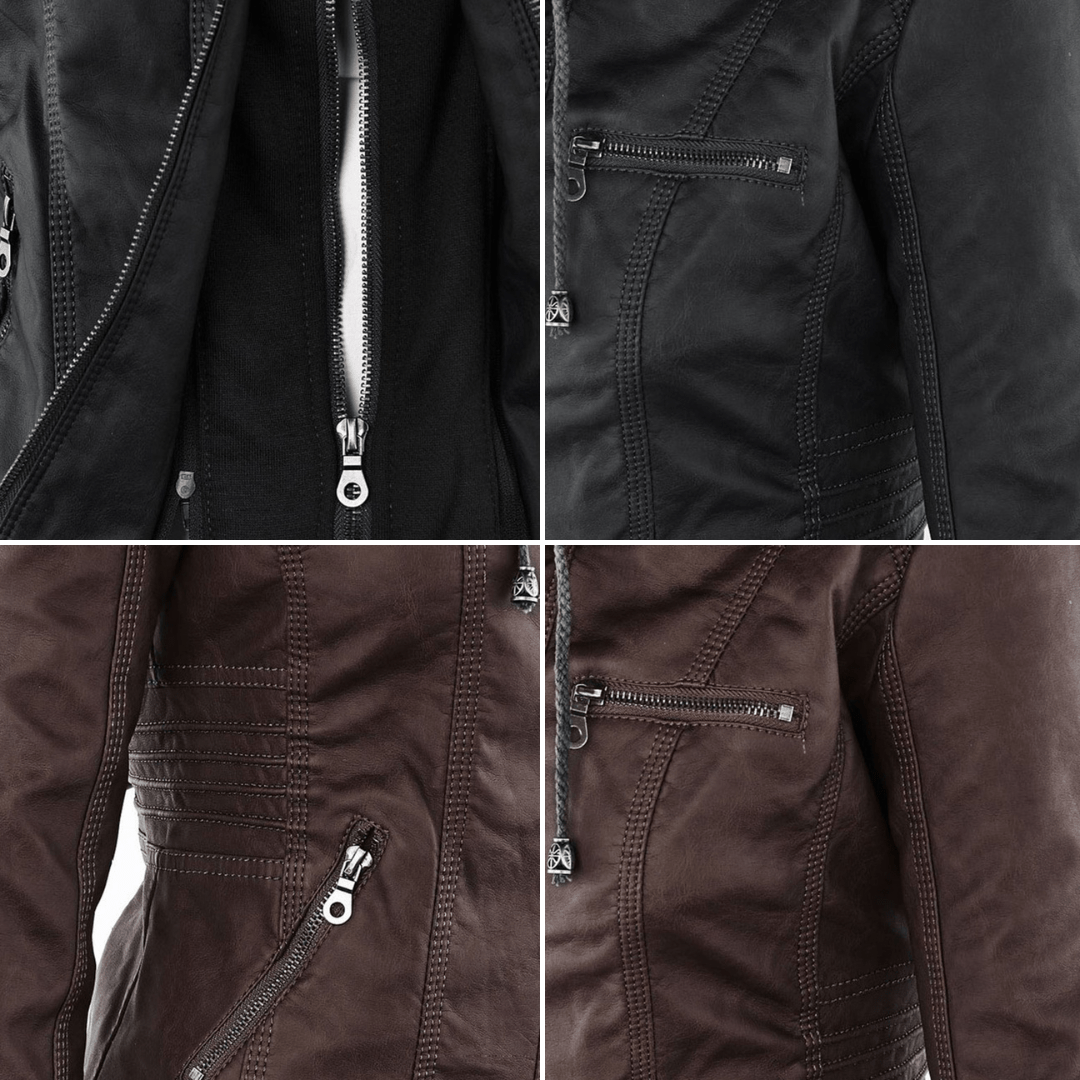 Kirra | Waterproof Hooded Leather Jacket - Jacket - MOOD Melbourne