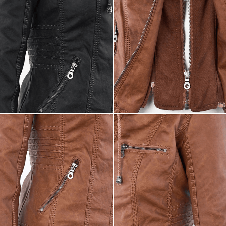 Kirra | Waterproof Hooded Leather Jacket - Jacket - MOOD Melbourne