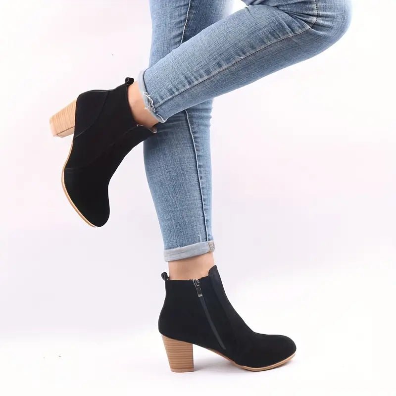 Liora | Classic Zip Block Heel Boots - Boots - MOOD Melbourne