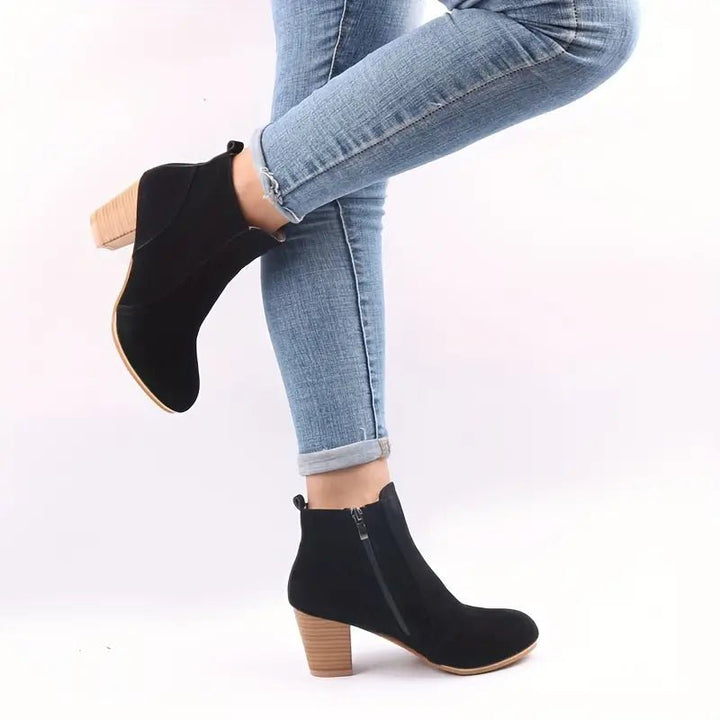 Liora | Classic Zip Block Heel Boots - Boots - MOOD Melbourne