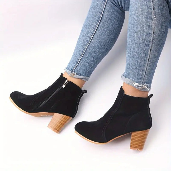 Liora | Classic Zip Block Heel Boots - Boots - MOOD Melbourne