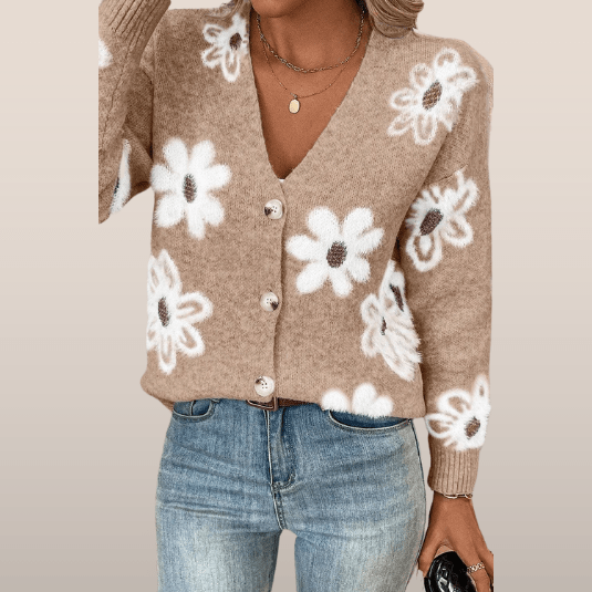Liora | Floral Soft Knit Button - Up Cardigan - Cardigans - MOOD Melbourne