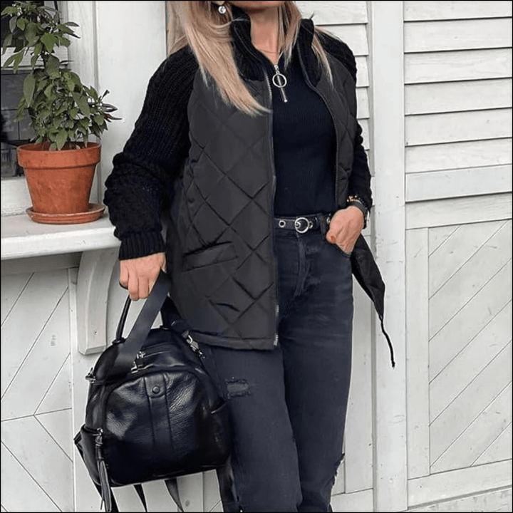 Liora | Quilted Knit Sleeve Women’s Jacket - Jackets - MOOD Melbourne