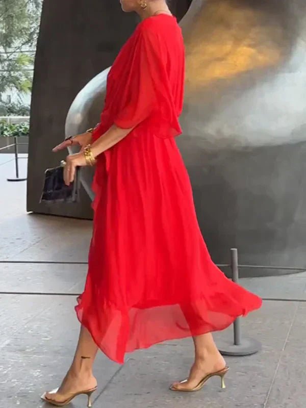 Lucinda | Elegant Flowing Chiffon Dress - Dress - MOOD Melbourne