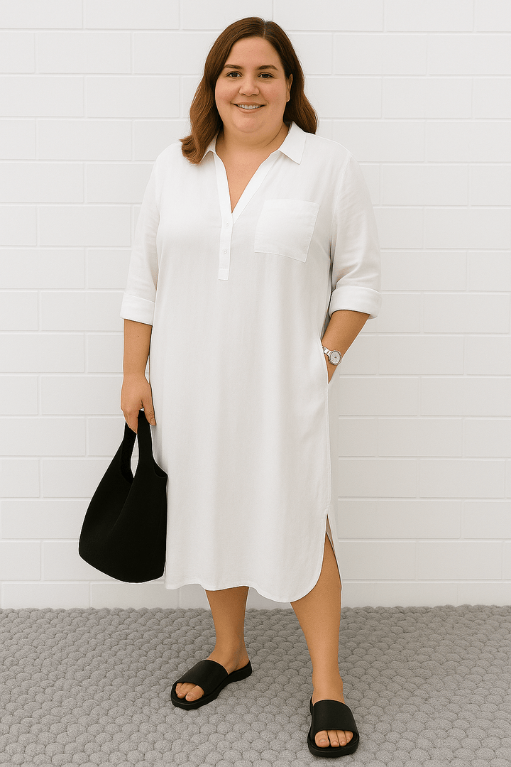 Luna | Half - Button Everyday Tummy Covering Dress - Dresses - MOOD Melbourne