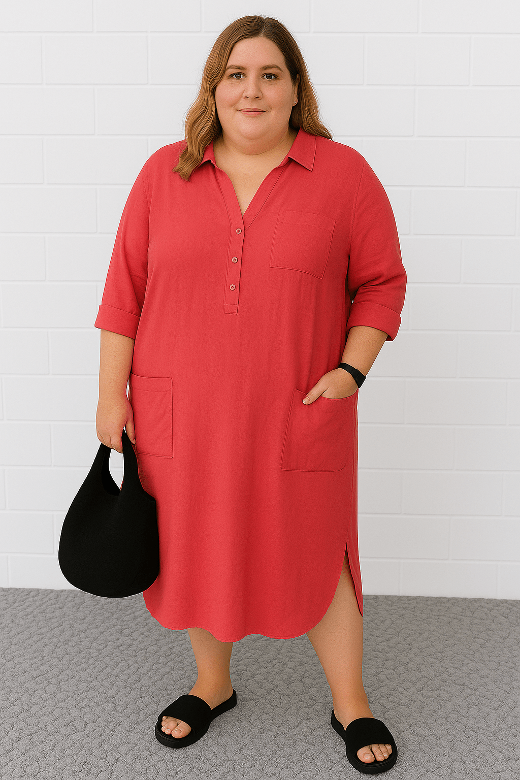 Luna | Half - Button Everyday Tummy Covering Dress - Dresses - MOOD Melbourne