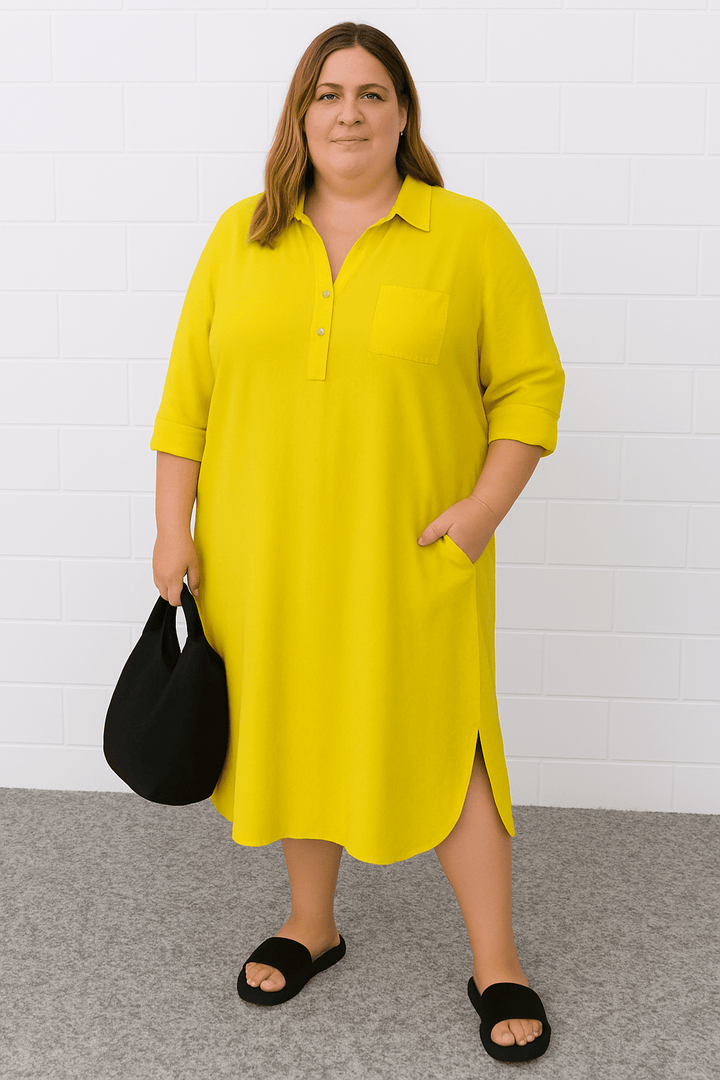 Luna | Half - Button Everyday Tummy Covering Dress - Dresses - MOOD Melbourne