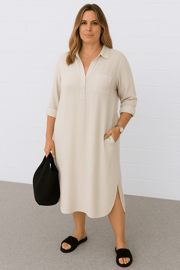 Luna | Half - Button Everyday Tummy Covering Dress - Dresses - MOOD Melbourne