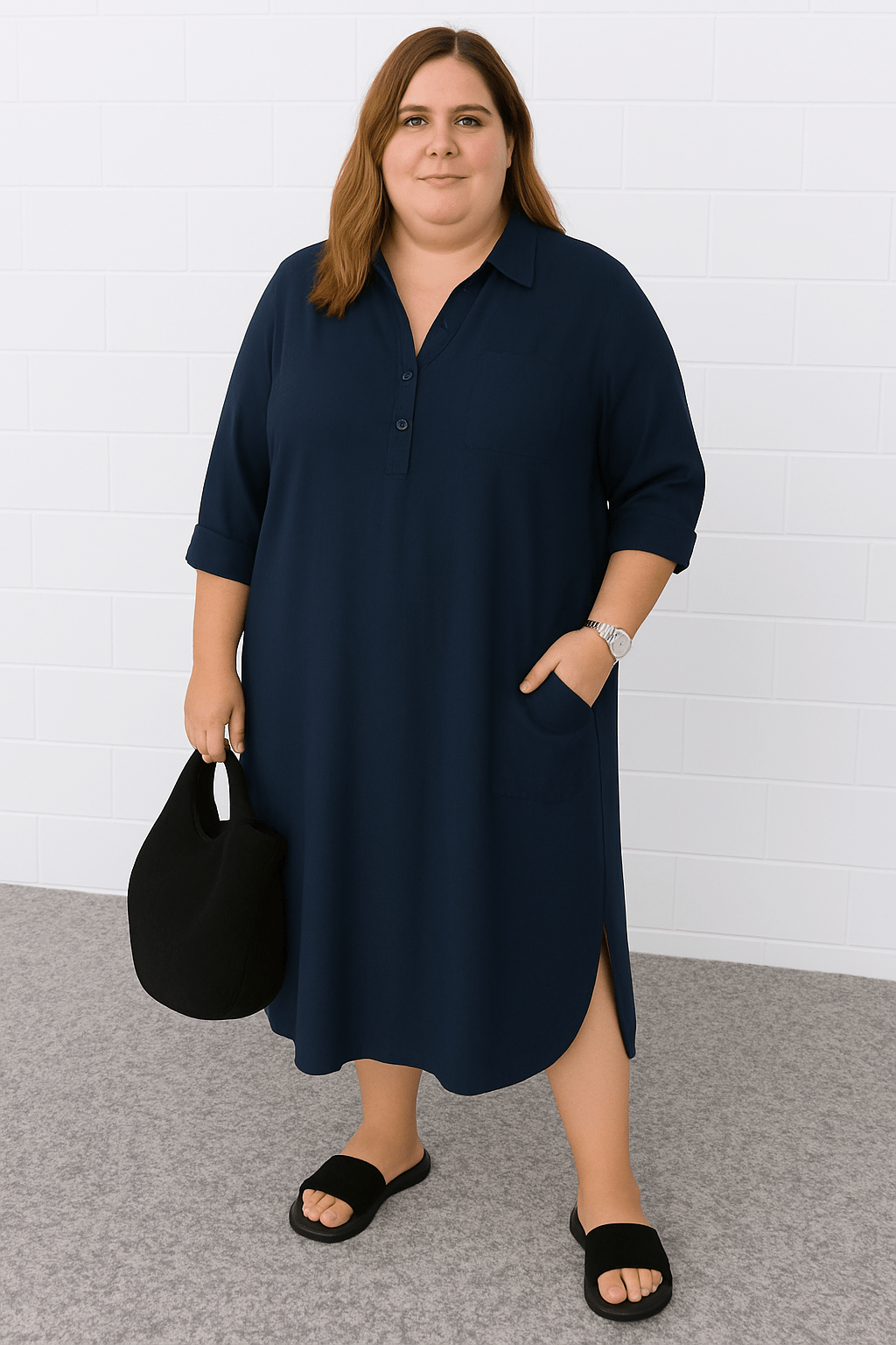 Luna | Half - Button Everyday Tummy Covering Dress - Dresses - MOOD Melbourne