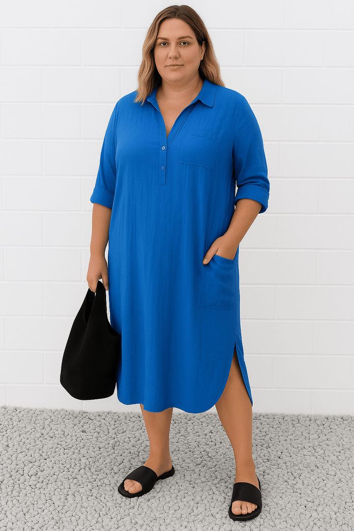 Luna | Half - Button Everyday Tummy Covering Dress - Dresses - MOOD Melbourne