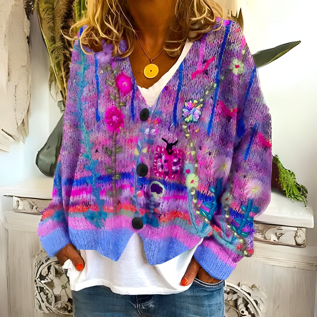 Maribel | Floral Knit Women’s Cardigan - Sweaters & Cardigans - MOOD Melbourne