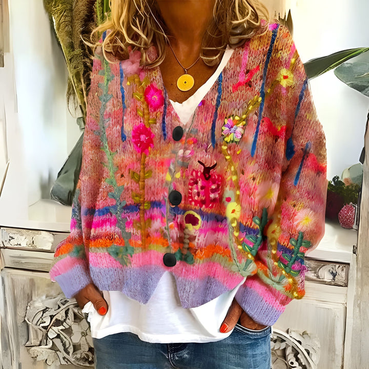 Maribel | Floral Knit Women’s Cardigan - Sweaters & Cardigans - MOOD Melbourne