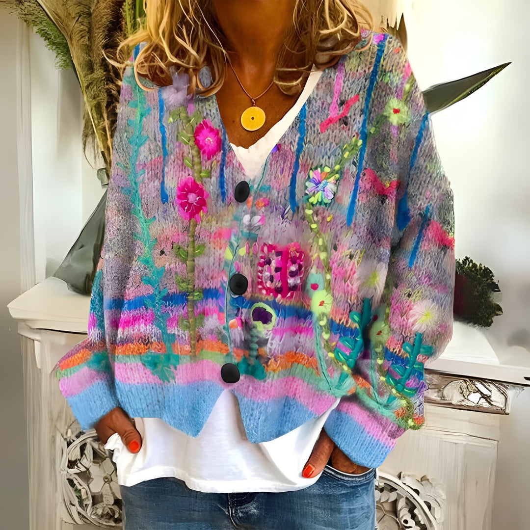Maribel | Floral Knit Women’s Cardigan - Sweaters & Cardigans - MOOD Melbourne