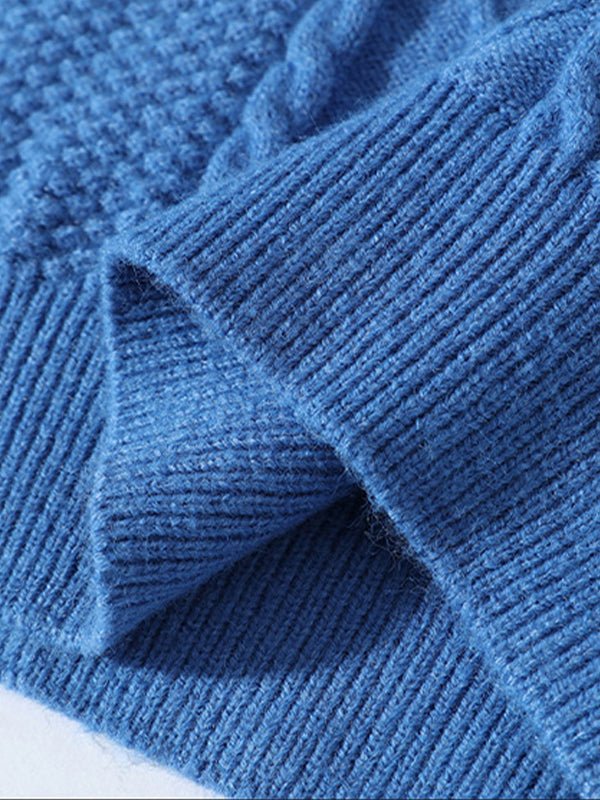 Men's casual Solid Cable slim fit stand collar sweater - SWEATERS - 23B2206450_XS - MOOD Melbourne