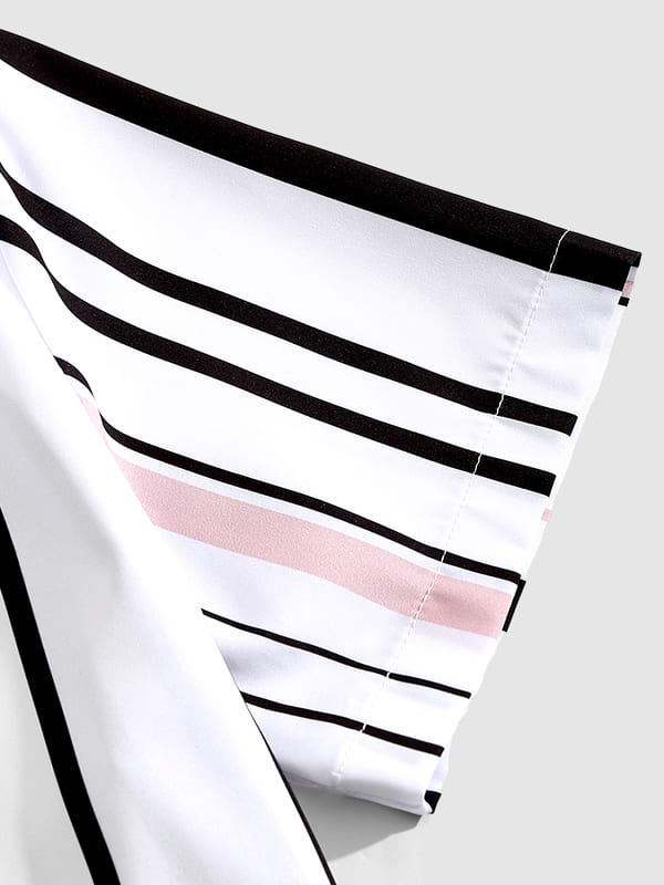 Men's Resort Style Printed Striped Casual Short Sleeve Shirt - SHIRTS - 23B0812318_S - MOOD Melbourne