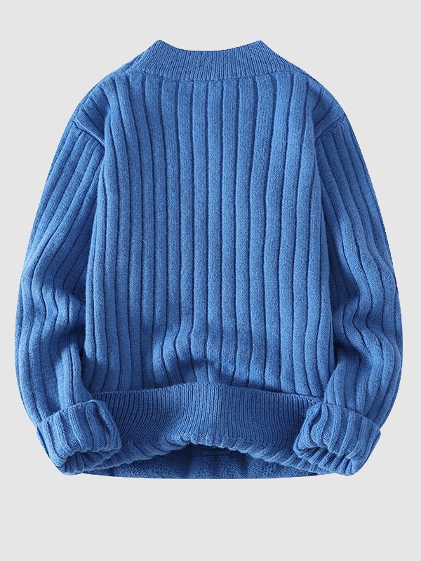 Men's Solid Cable Slim Stand Collar Crew Neck Sweater - SWEATERS - 23B2206550_XS - MOOD Melbourne