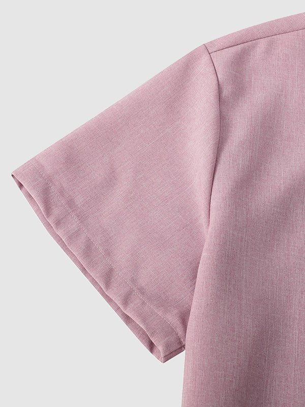 Men's solid color Cotton - linen button casual short - sleeved shirt - SHIRTS - DMED4 - YD168006 - MOOD Melbourne