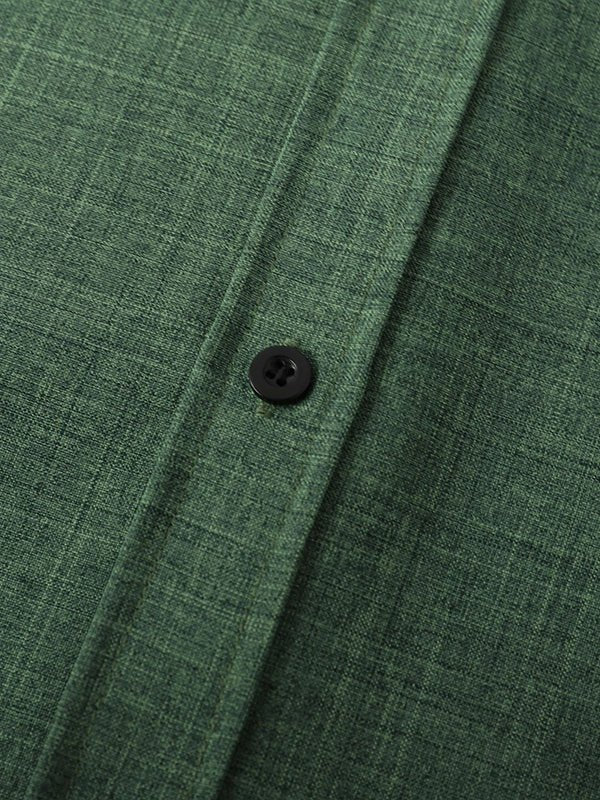 Men's solid color Cotton - linen button casual short - sleeved shirt - SHIRTS - DMED4 - YD168016 - MOOD Melbourne